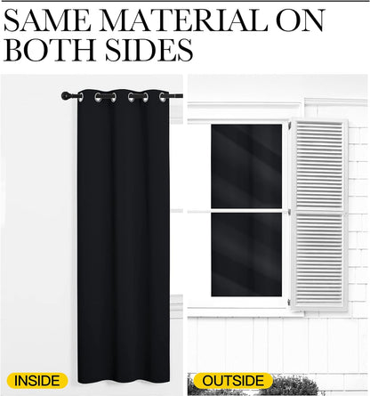 NICETOWN Blackout Curtains - Thermal Insulated Grommet Drapes for Autumn/Winter | Set of 2, 42"x50", Black