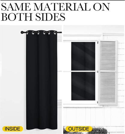 NICETOWN Blackout Curtains - Noise Reducing Thermal Insulated Drapes | 66 x 80 Inch | Black | 2 Panels
