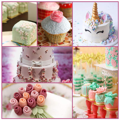 Soleebee 114 Pcs Cake Decorating Tools Fondant Cake Baking Decorating Sugar Craft Icing Tools Plunger Cutters Snowflake Rose Flower Moulds Set Letter Cookie Cutters Rolling Pin Equipment Accessories