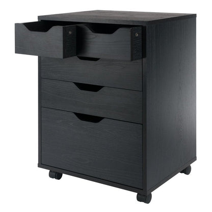 Winsome Halifax Mobile Storage Cabinet with 5 Drawers in Black, Stylish & Functional Home Storage Cabinet for Filing, Kitchen Organization, Moveable Furniture for Office, Dorms, Apartments