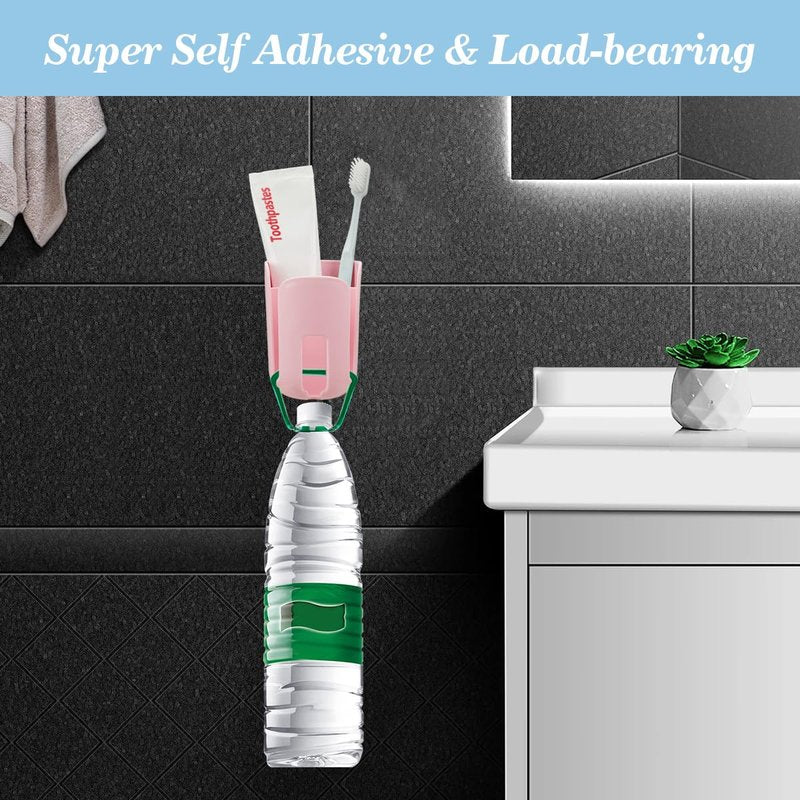oppfacx Toothbrush Holders for Bathrooms Toothbrush Holders Wall Mounted BPA-Free Tooth Brush Holder with Toothbrush Cup Drilling-Free (Pink)