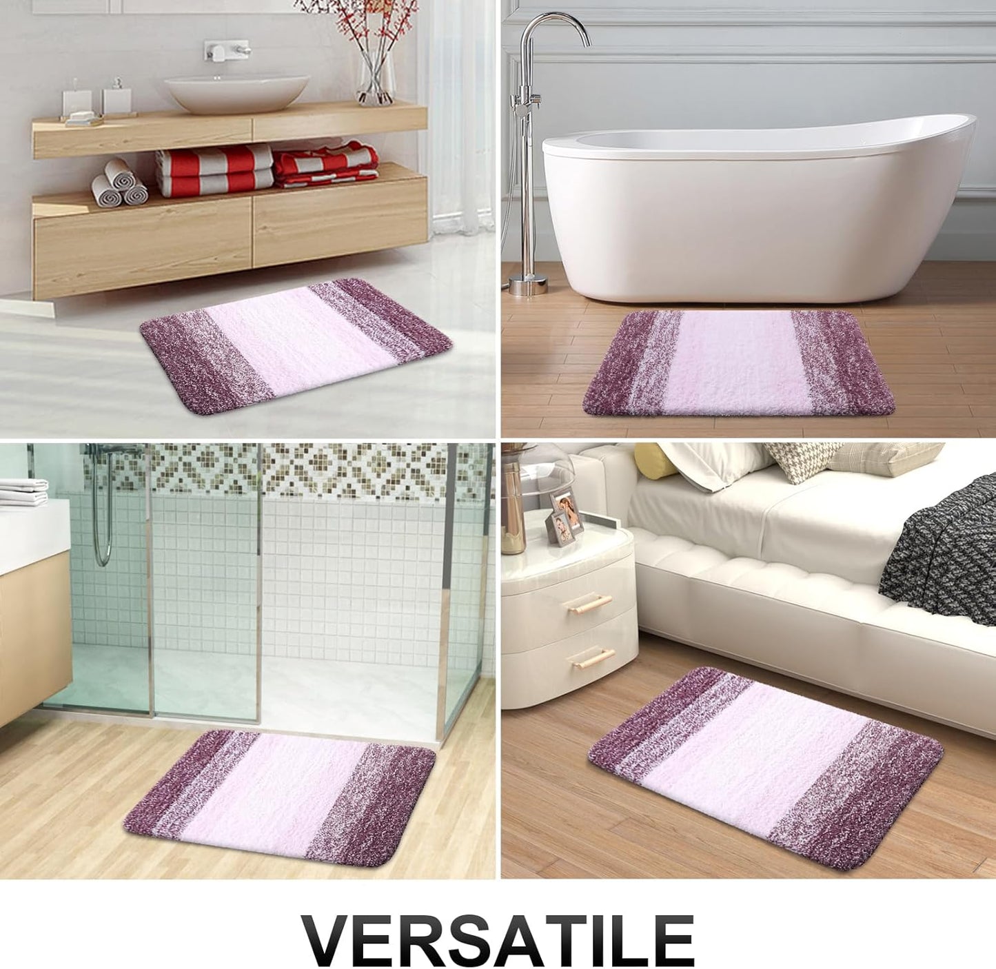 OLANLY Bathroom Runner Rug - Extra Soft Microfiber Mat with Rubber Backing | 47x17 Inches, Quick Dry, Washable, Mauve