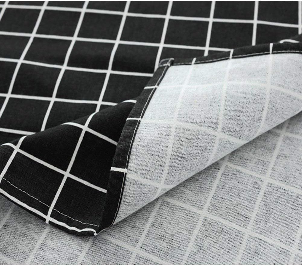 Bringsine Classic Rectangular Cotton Linen Table Cloth, Black Check Vintage Dinner Picnic Deco (36 X 36 Inch)