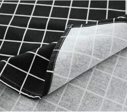Bringsine Classic Rectangular Cotton Linen Table Cloth, Black Check Vintage Dinner Picnic Deco (36 X 36 Inch)