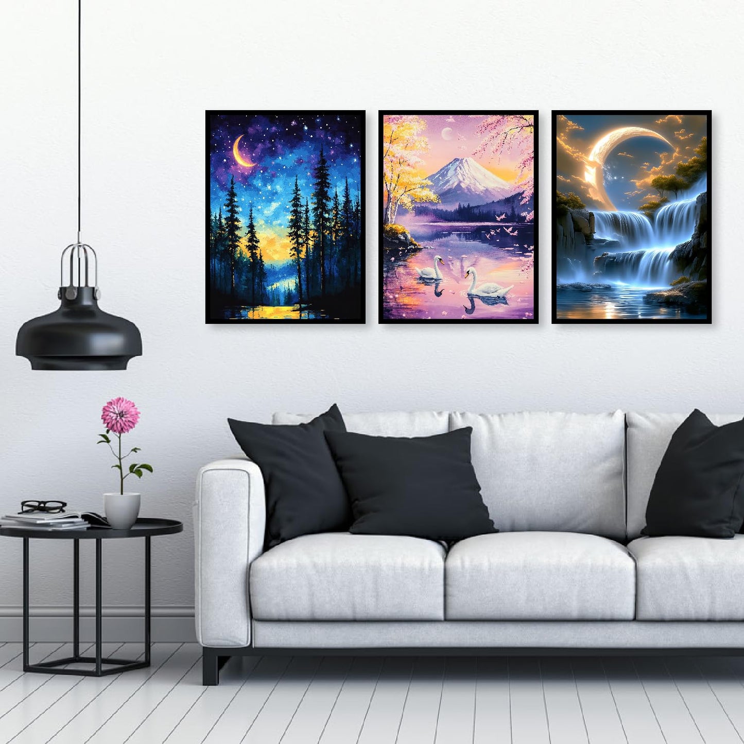 CreateJoy 12 Pack Moonlight Diamond Painting Kits for Adults, 5D Moon Diamond Art Kits for Beginners, DIY Full Drill Paint with Diamond, Home Wall Decor 12 x 16 Inch