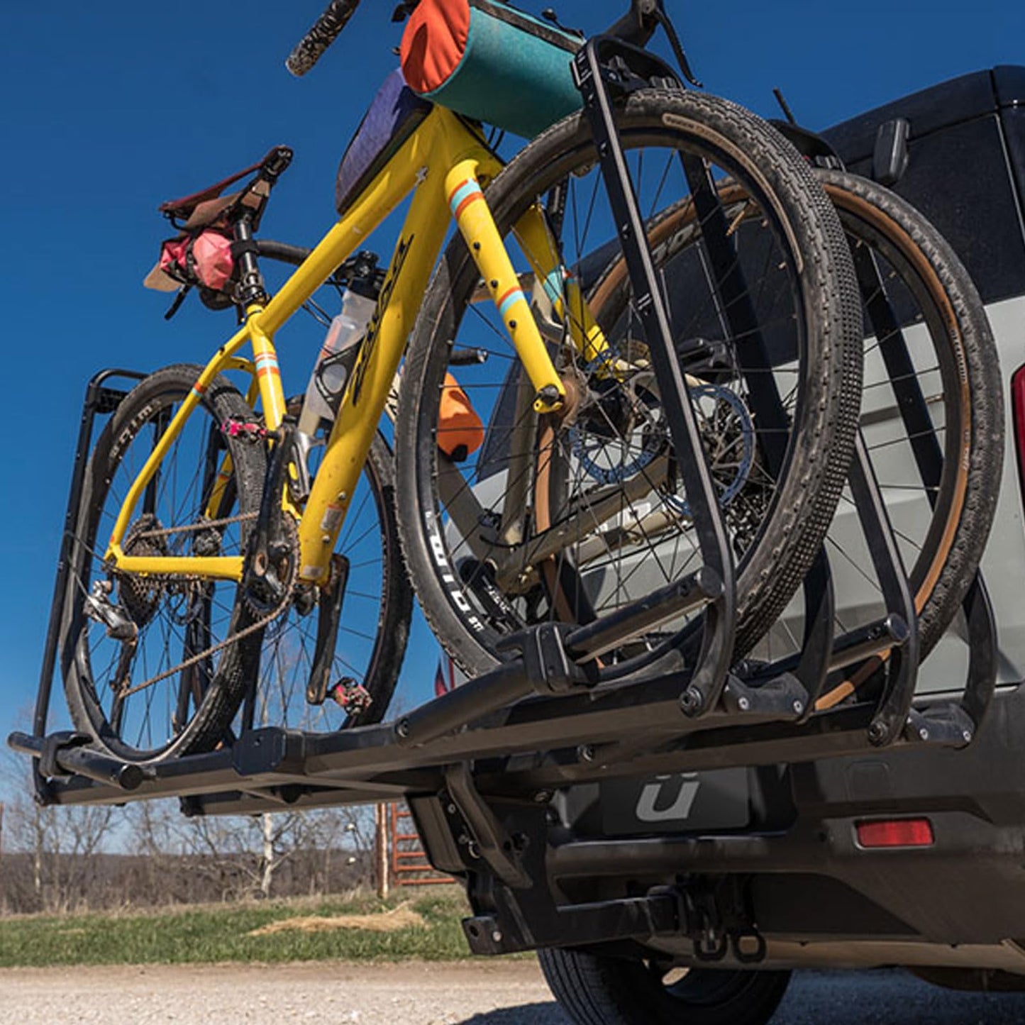 KUAT 2" Piston Pro Platform Rack - Secure Rugged Durable Portable Foldable Easy-to-Use No Frame Contact Dual Ratchet 2-Bike Hauling Platform with 5" Max Tire Width