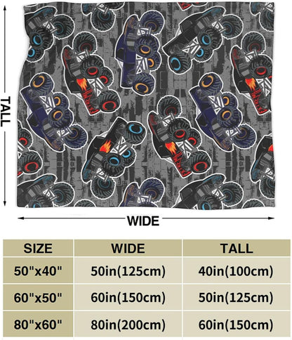 Perinsto 60"X50" Monster Truck Boys Style Throw Blanket Ultra Soft Warm All Season Decorative Fleece Blankets for Bed