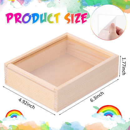Thyle 12 Pcs 4.9 x 6.3 Inch Unfinished Wood Boxes with Acrylic Lids Small Unfinished Shadow Wood Boxes Crafts Gift for Flower DIY Wedding Party Favor Supplies