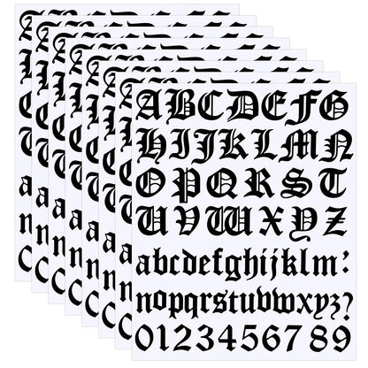 Teling 8 Sheets Letter Stickers Vinyl Old English Alphabet Number Stickers Self Adhesive Stick on Letters for Graduation Scrapbooking DIY Art Business Mailboxes Address Craft(1 Inch,Black)