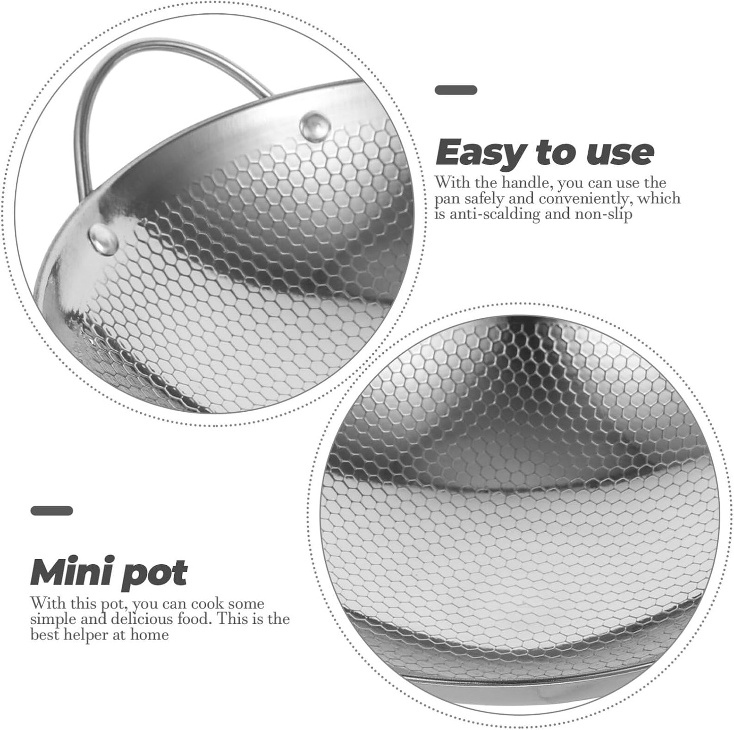 Hemoton Honeycomb Pot, Stainless Steel Paella Pan, Mini Korean Noodle Pot, Stir Fry Pans for Outdoor Cooking