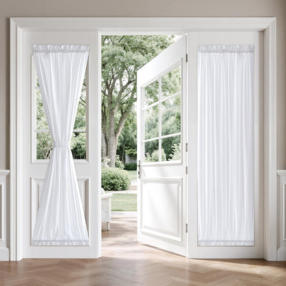 MIULEE French Door Curtains - Non-See-Through Privacy Light Filtering Sheer Drapes | White, 26 x 72 Inches, 2 Panels