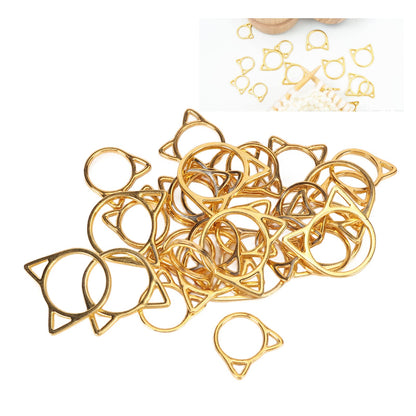 Cat Ear Knitting Stitch Markers, 30Pcs Household Cat Shape Crochet Stitch Markers Gold DIY Handcraft Plating Cute Stitch Marker Rings for Knitting Crochet Craft DIY Jewelry Making