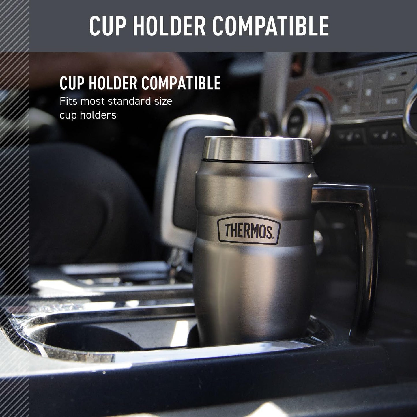 16oz, Commuting THERMOS Stainless King Vacuum-Insulated Travel Mug with Handle - Matte Steel - Thermos Tumbler for Hot