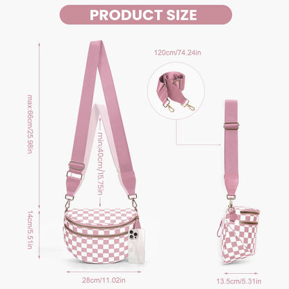 Checkered Crossbody Bum Bags for Women Nylon Checkered Purse Checkerboard Fanny Pack