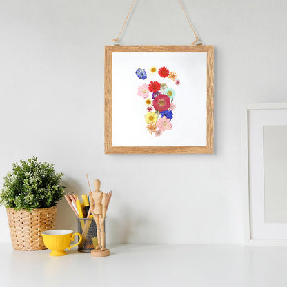 Vicenpal 3 Pack Wooden Dried Flower Picture Frame with 40pcs Pressed Flowers DIY Craft for Wall and Tabletop Display, Natural Gift for Family Friend Wedding