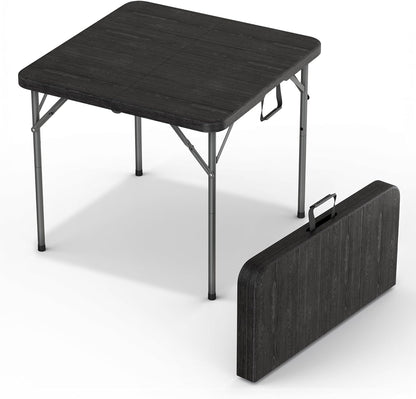 Modern Space 34" Square Foldable Table - Heavy Duty Portable Design with Built-In Handle for Indoor/Outdoor Use