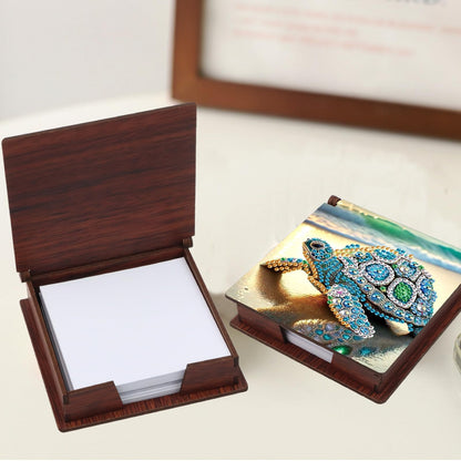 JISHSHAY Diamond Painting Note Box Sea Turtle Diamond Art Notecard Box Gem Art Sticky Note Holder Gem Painting Embroidery Kit Mosaic Kits for Adults Memo Pad Holder, Contains 160 Sheets of Paper