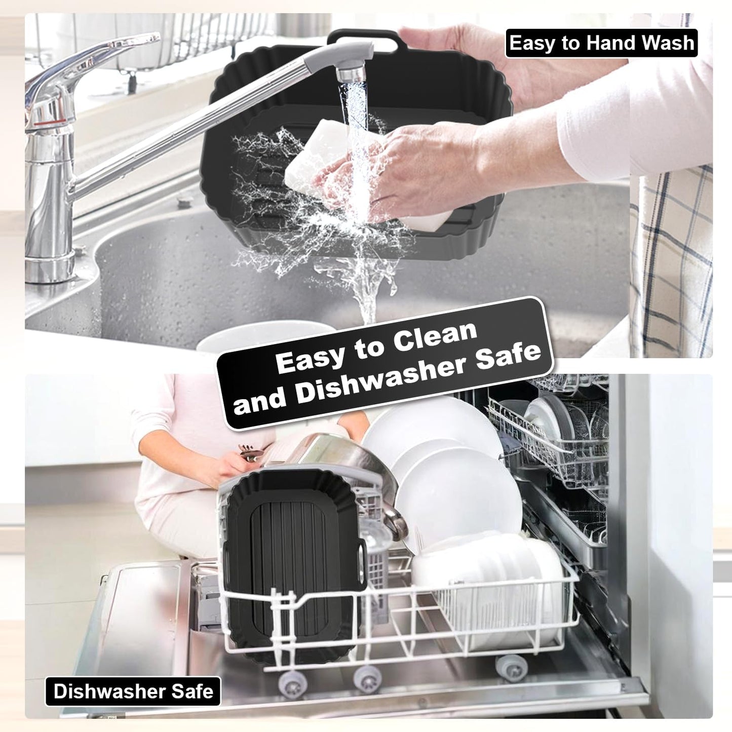 Skiennix Silicone Air Fryer Liners - Reusable for Ninja Foodi & COSORI 9QT | Fits 8-10QT Dual Basket