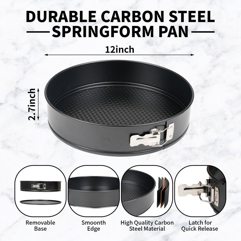 UWILLION Spring Form Cake Pans 12 Inch Springform Pan Nonstick Round Cheesecake Pan Carbon Steel Large Baking Mold Cake Tin for Christmas Birthday