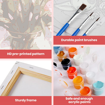MXJSUA Pink Tulips Framed Paint by Numbers Kit for Adults Beginner with Wooden Easel, Adults' Paint-by-Numbers on Canvas, Easy DIY Acrylic Number Painting for Home Decor Gifts, 8x12 inch