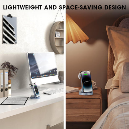3 in 1 Charging Station for iPhone, Wireless Charger for iPhone 17 16e 16 15 14 13 12 11 X Pro Max & Apple Watch - Wireless Charging Station for AirPods 4 3 Pro