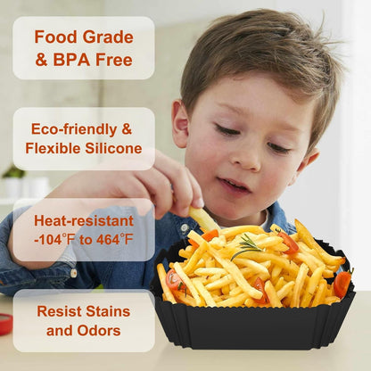 Air Fryer Silicone Liners Square 2 Pack 7.1 Inch Airfryer Liners 4-7 QT Reusable Air Fryer Liners Silicone Pot Oven Liner Baking Tray, Air Fryer Basket Silicone Mat Bowl Air Fryer Accessories Kitchen