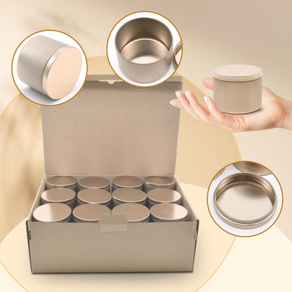 YJHSS 24-Pack 4oz Candle Tins with Lids, Metal Candle Jars for Candle Making, Empty Containers Vessels Bulk for Small Business & Beginners DIY Storage -Champagne Gold