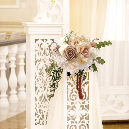Bravo West Boho Rose Artificial Flowers Combo Box,Taupe Nude and Beige Fake Silk Flowers Kit for DIY Wedding Bouquets,Modern Faux Wedding Flowers for Bridal Shower Centerpieces and Home Decor