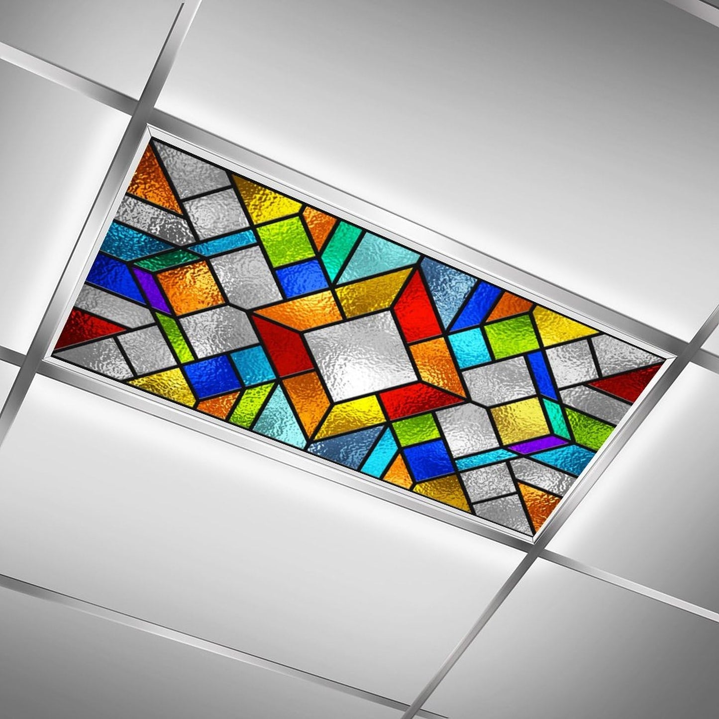 ZAQIO 2 Pack Stained Glass Fluorescent Light Cover for Ceiling Light, Magnetic Ceiling Light Cover Classroom Lights Covers Classroom Supplies for School Classroom Home Office