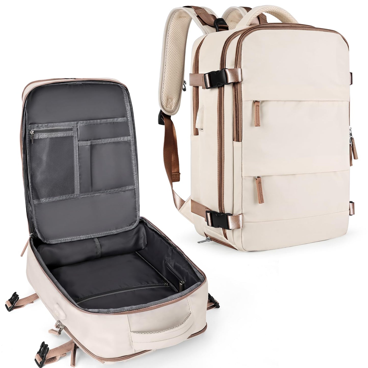 coowoz Travel Backpack Carry On for Women Man Gym Backpacks with Laptop Compartment Mochila de Viaje Teacher Personal Item Backpack Airplane Accessories Must Haves Grey Small