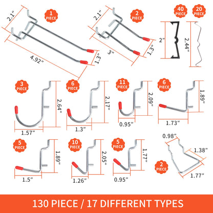 FALPRO 130PCS Pegboard Hooks Assortment - Peg board Hooks for Hanging Tools with Pegboard Bins & Cups,1/8-Inch Pegboard Wall Organizer - Ideal for Organizing in the Garage Kitchen Workbench Craft Room