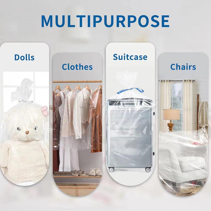 Jumbo Clear Storage Bags, Pack of 6, 40" x 60" XXL Dustproof Waterproof Storage Bags for Luggage and More