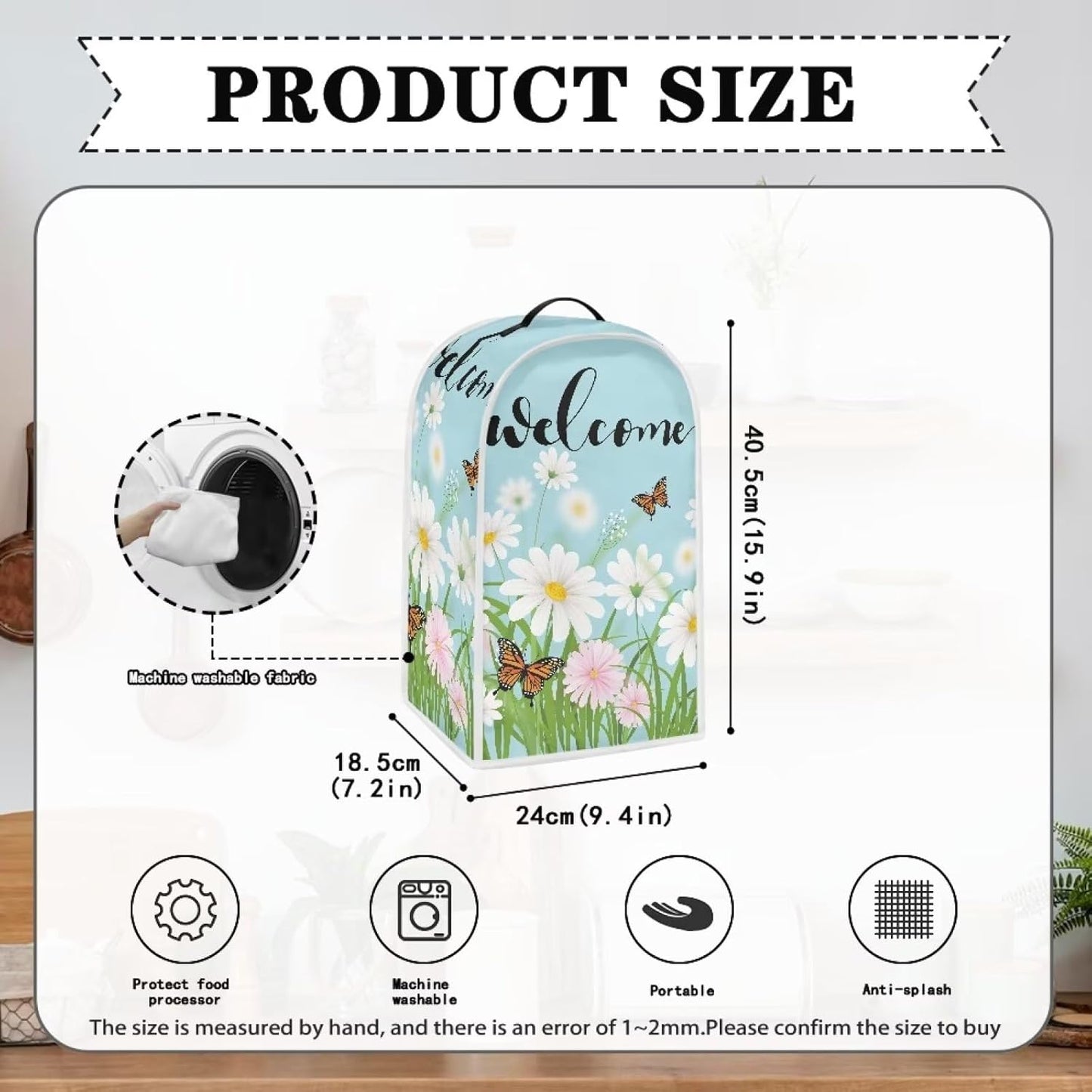 Daisy Sunflower Blender Dust Cover, Kitchen Appliance Protector for Stand Mixer and Coffee Maker with Top Handle