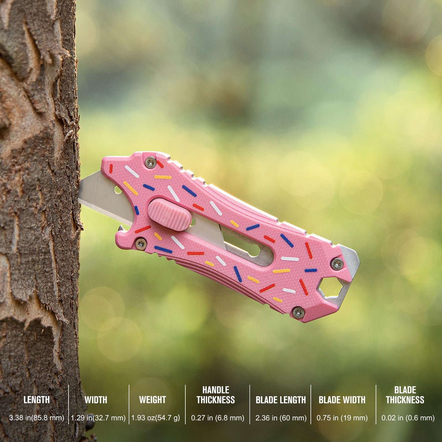 OKNIFE Otacle EDC Retractable Utility Knife, Box Opener Razor Knife, Multifunctional Tool with Belt Cutter, Bottle Opener, Hex Wrench and 6.35 mm Slotted Screwdriver(Doughnut)