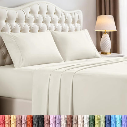 Utopia Bedding King Size Sheet Set - Soft, Breathable Microfiber | 4-Piece Ivory Bed Sheets Set