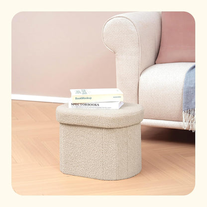 16.1"x12.2"x12.2" PINPLUS Storage Ottoman Boulce Tufted Folding Small Ottomans Bench Foot Rest with Storage (Beige)