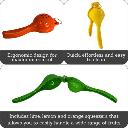 IMUSA 3pc Lime, Lemon & Orange Squeezer Set