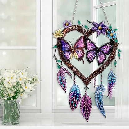DIY Hanging Diamond Art Kits for Adults, butterfly Dream Catcher Diamond Painting Kits, Special Shaped Rhinestone, Acrylic 5D Gem Art Craft Window Pendants Home Garden Wall Hanging Ornament Kits