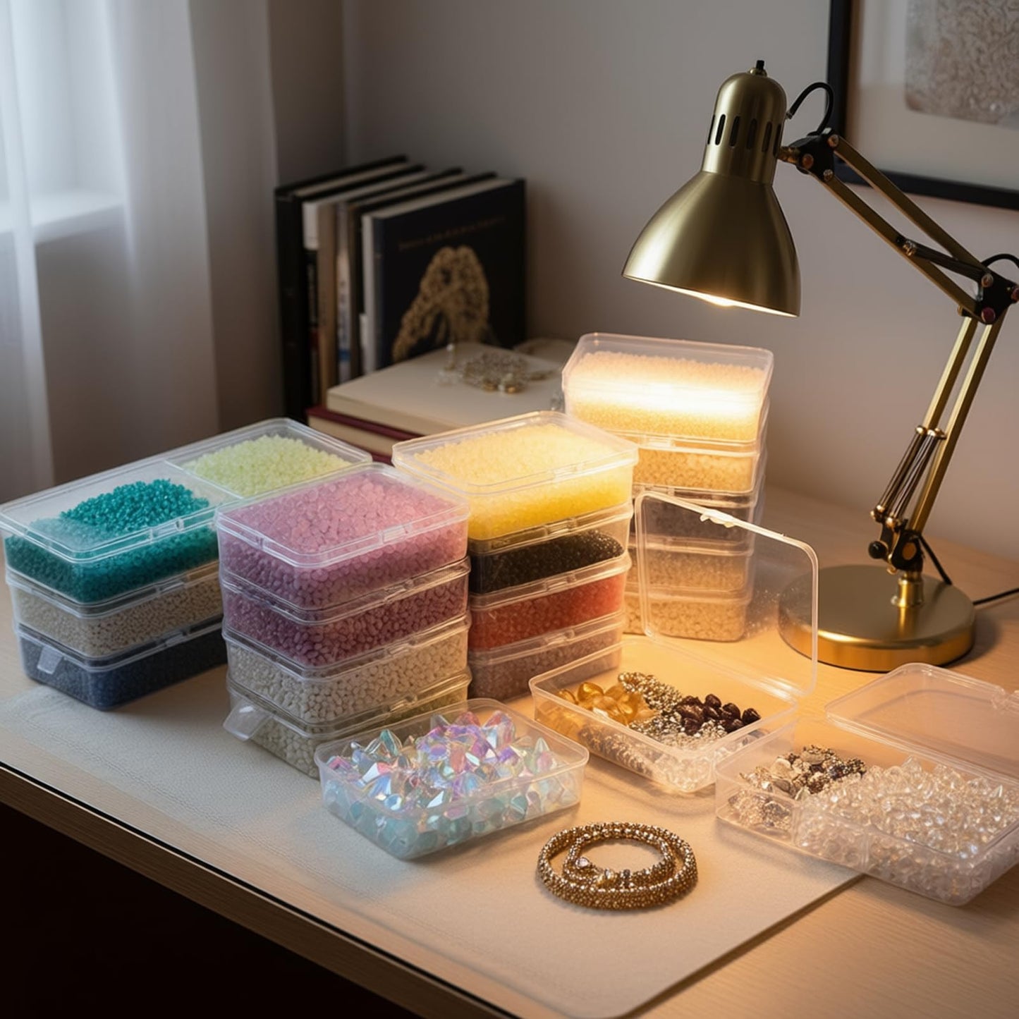 Thintinick 12 Pack Rectangular Clear Plastic Storage Containers Box with Hinged Lid for Beads and Other Small Craft Items (4.5 x 3.3 x 1.1 inch)