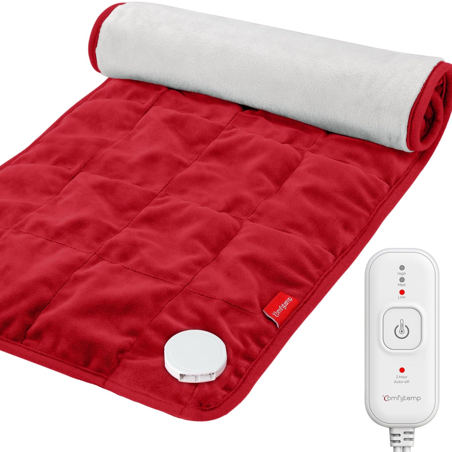 Comfytemp Weighted Heating Pad for Back & Period Cramps, FSA Eligible, Birthday Gifts for Mom Dad Women Men, 2.2lb HSA Electric Heat Pad for Neck Shoulder Pain Relief, 2H Auto-Off Heated Pad, 12x24