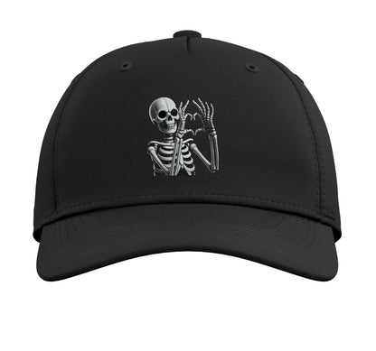 Skeleton Love Hands Halloween Finger Heart Sign Adjustable Printed Baseball Hat, Black