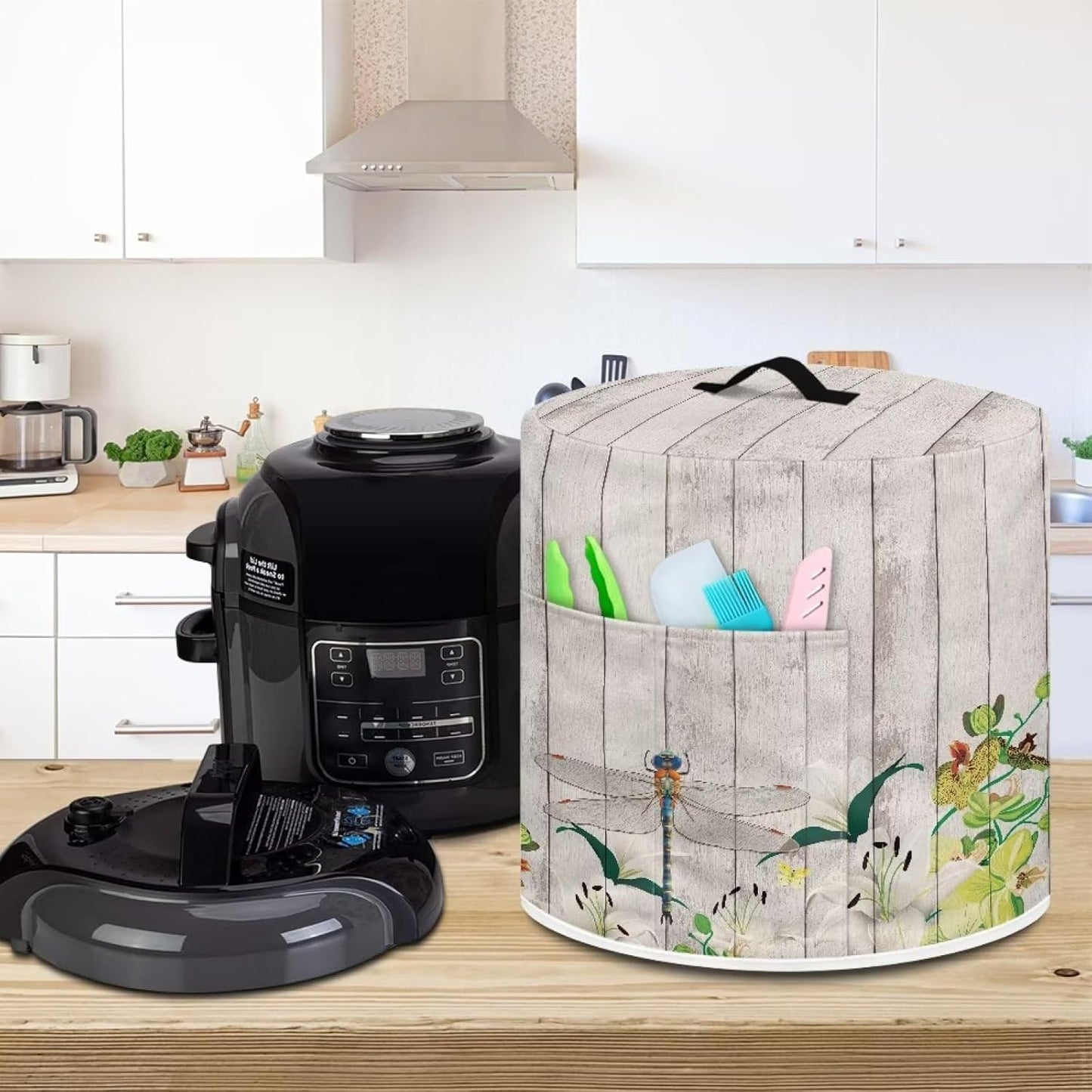 DISNIMO Wood Dragonfly Dust Cover for Electric Pressure Cooker, Insulated Protective Cover