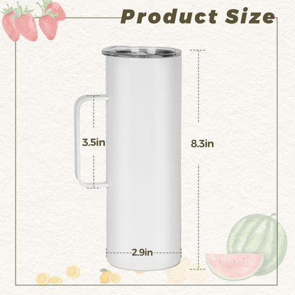 Lilsofee 4 Pack 20 oz Sublimation Blank Tumbler with Handle and Straw Stainless Steel Double Vacuum Insulation Skinny Mug Heat Press Transfer Printing DIY Cups