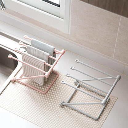 Countertop Dishcloth Drying Rack, 4 Arms Lightweight Space Saving Compact Holder for Kitchen, Light Grey