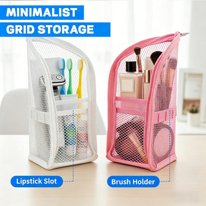 2Pcs Standing Toiletry Bag, Upright Waterproof Travel Toiletry Bag, Translucent Portable Foldable Makeup Cosmetic Bag, Leakproof Travel Organizer Pouch for Bathroom, Gym, Business Trip,Family Travel