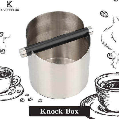 Italian Espresso Tapping Box, Stainless Steel Coffee Grinding Box with Detachable Tapping Rod