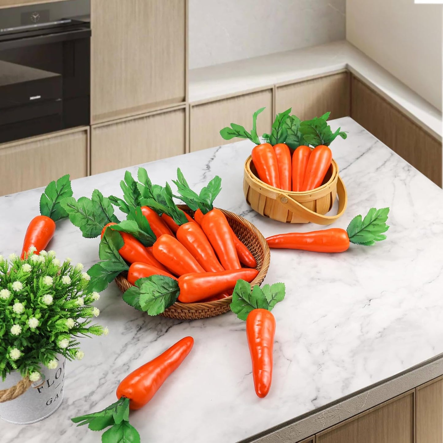 Lorigun 5 Pcs Simulation Carrots, Artificial Vegetables for Home and Kitchen Decorations