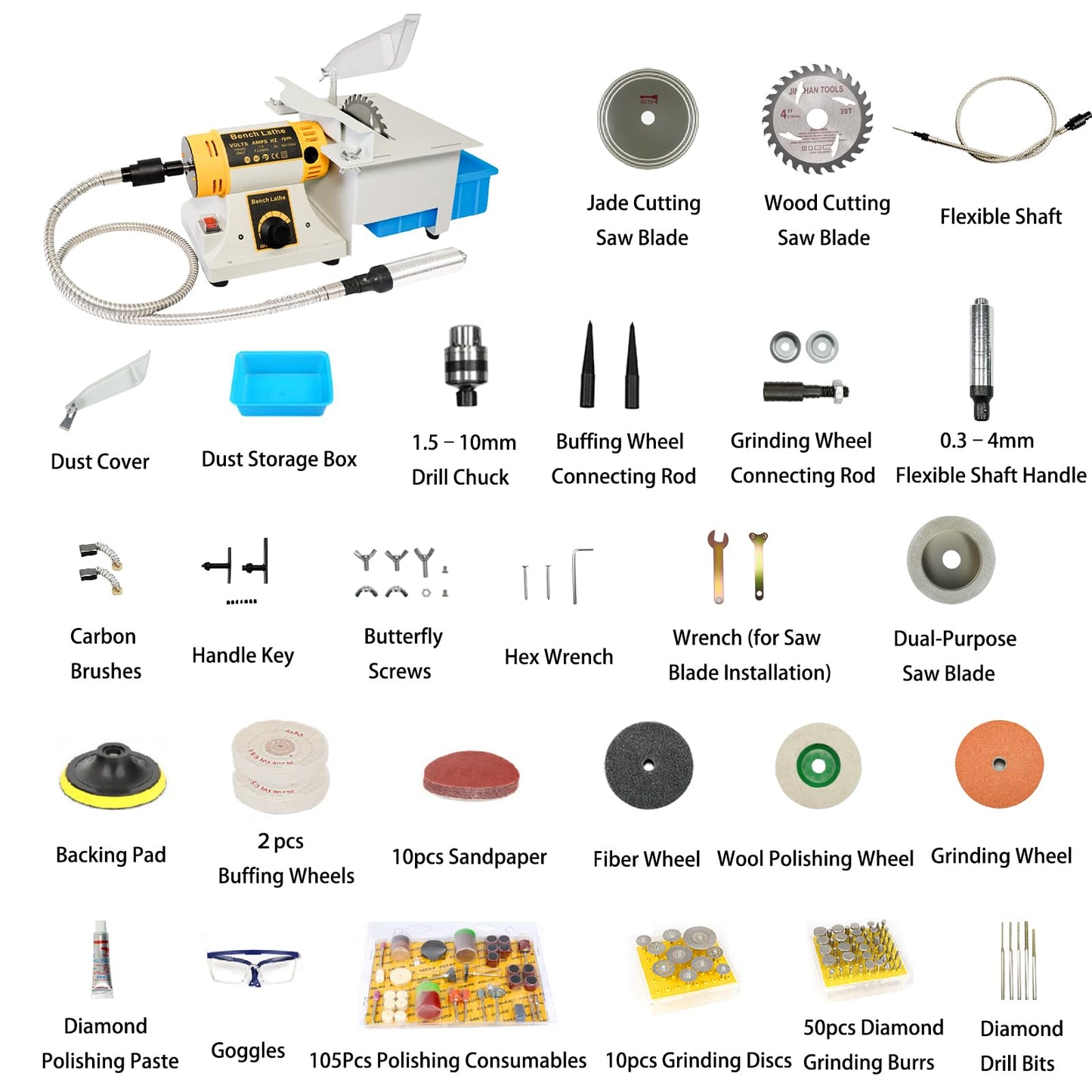Lapidary Saw for Jewelry and Rock, 750W Mini Lapidary Equipment with Jade Carving Kit, 110V Rock Cutting Machine for Gemstone Agate and Jewelry Polishing