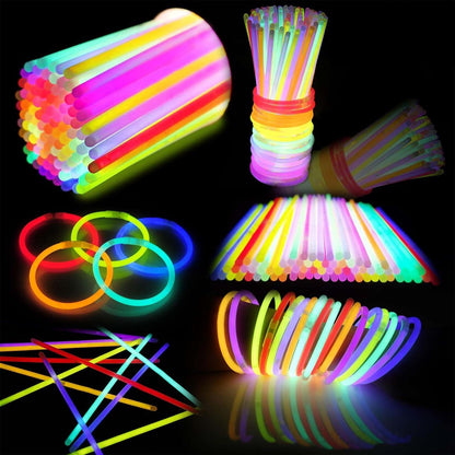 Skiennix Glow Sticks - 100PCS Bulk Party Pack | 8” Glow In The Dark Bracelets for Kids & Camping