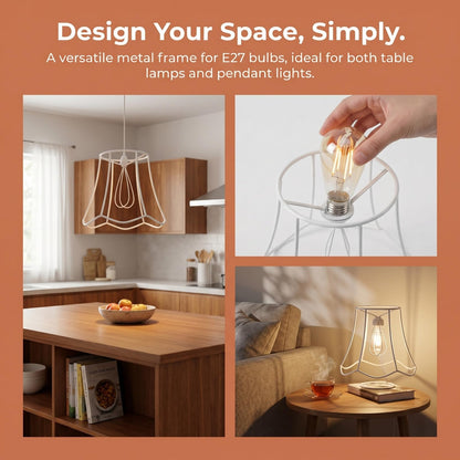HOLIDYOYO Multi-Functional Lampshade Frame for E27 Bulb Diy Wire Lamp Shade Stand Compatible with Table Lamps and Pendant Lights Minimalist Metal Cage for Home Lighting